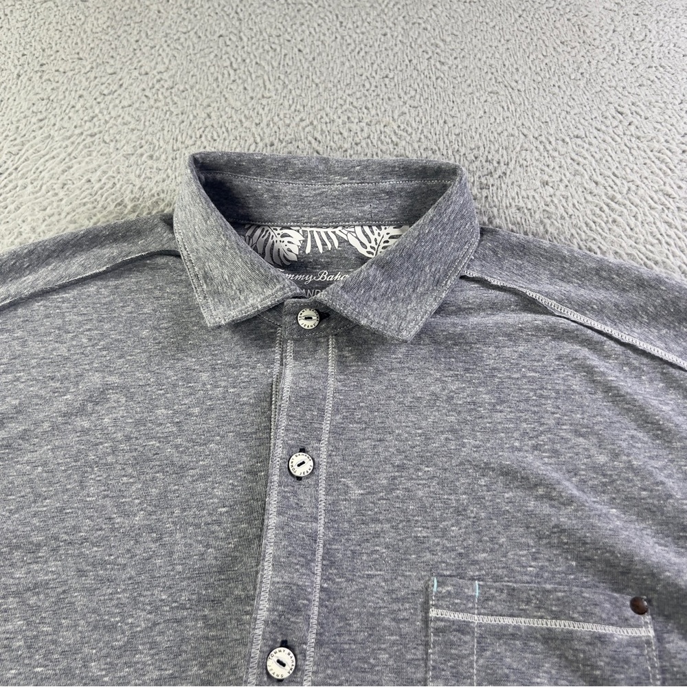 Tommy Bahama Shirt Mens Medium Heather Gray IslandZone Button Short Sleeve